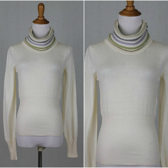 Cividini Merino Wool Turtleneck Cream Sweater Made in Italy - Picture 2 of 8